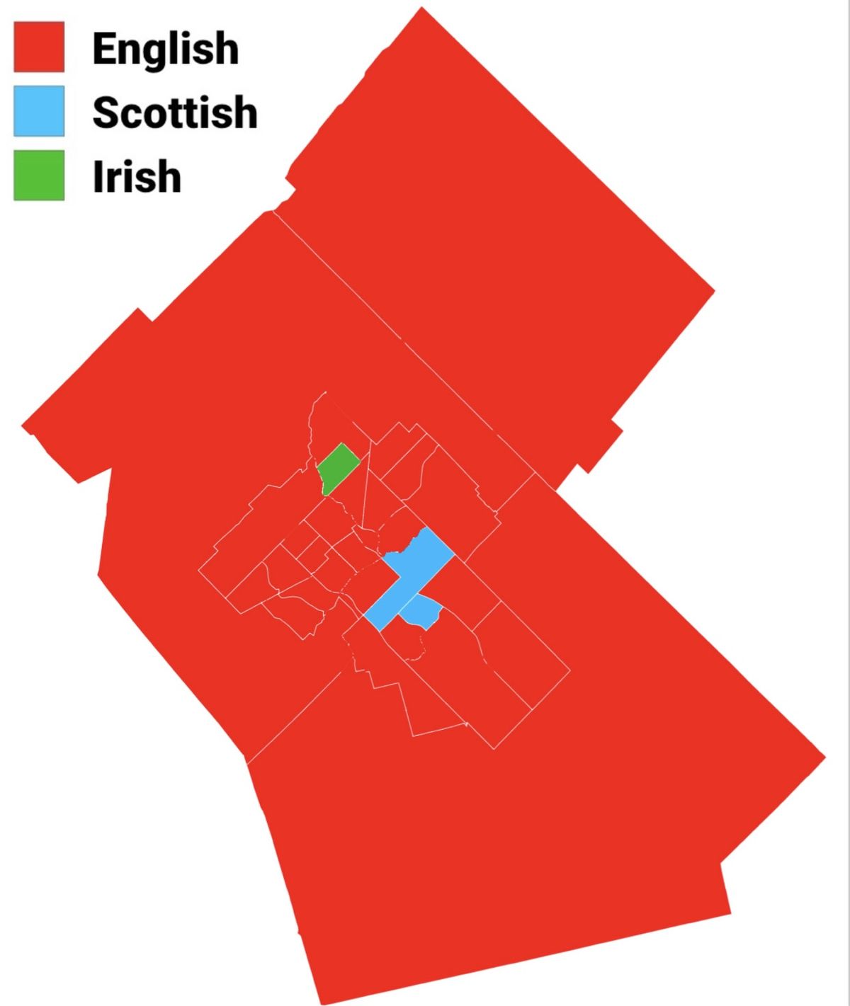 Largest ethnic origin in Guelph CMA by census tracts based on the 2021 census