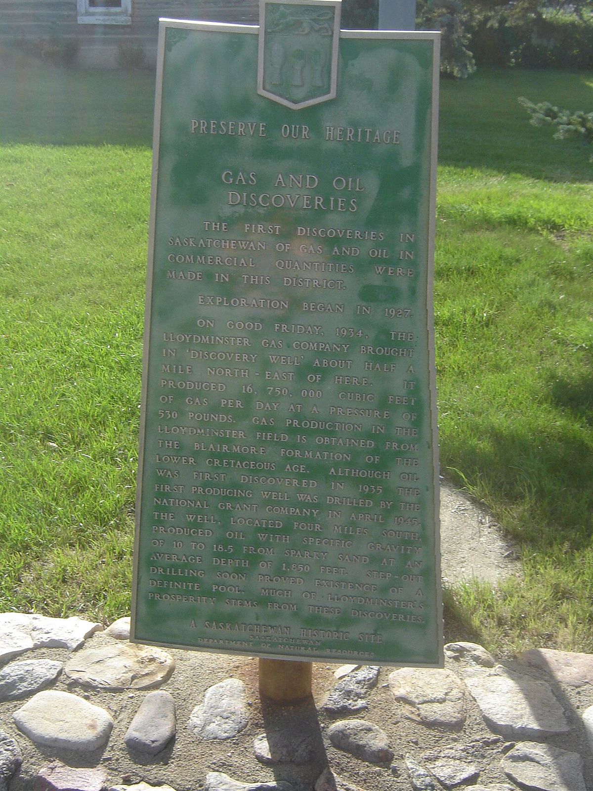 Oil and Gas Plaque Barr Colony Heritage Cultural Centre Lloydminster