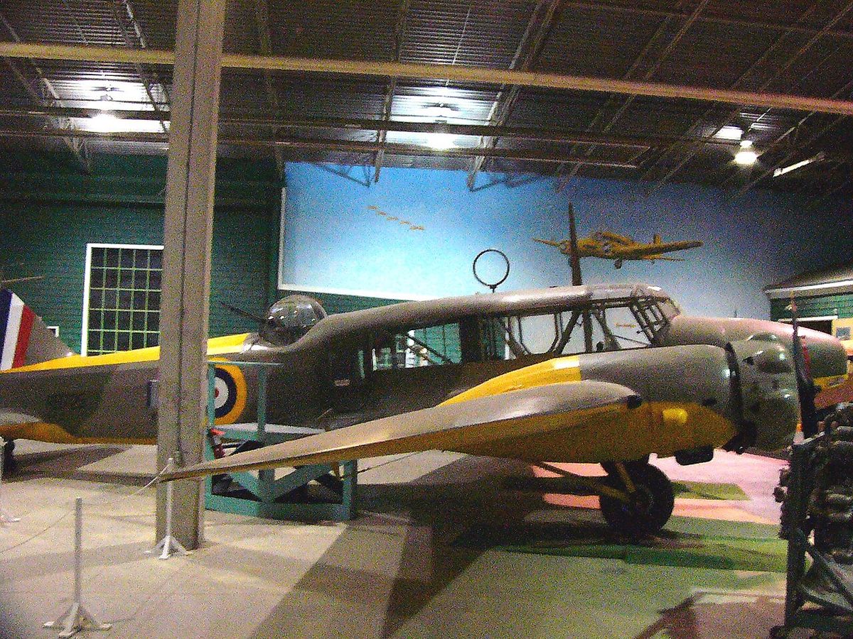 An Avro Anson bomber trainer exhibit in the Western Development Museum Moose Jaw