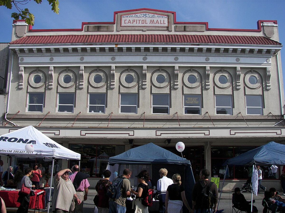 Capitol Mall, formerly the historic Capitol Theatre (built in 1928) on 3rd Avenue W in Prince Rupert, British Columbia.