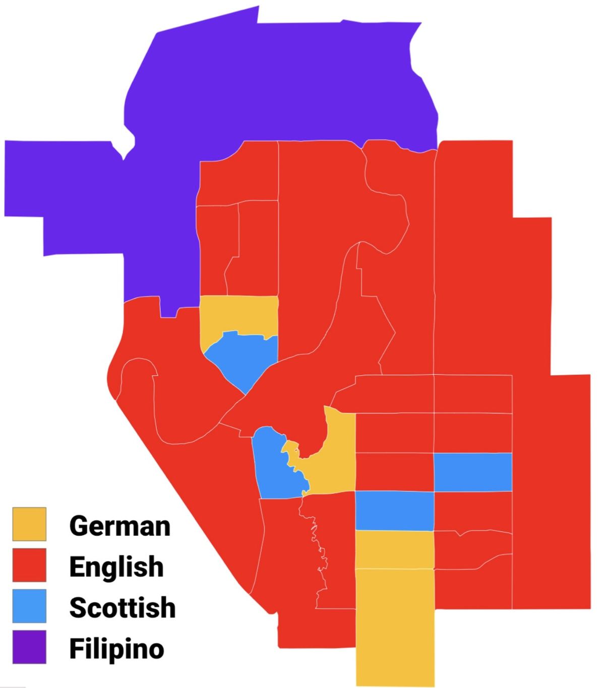Largest ethnic origin in Red Deer CMA by census tract based on the 2021 census
