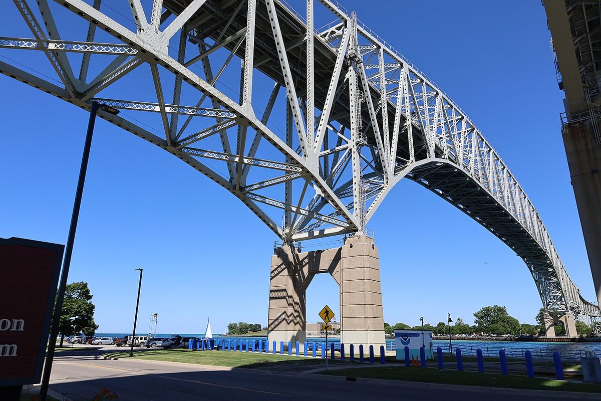 The 1938 span of the Blue Water Bridge in Port Huron, Michigan and Point Edward, Ontario in 2025