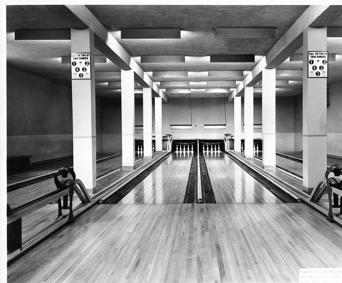 The four-lane 5-pin bowling alley in Pennington Hall in Coquitlam, British Columbia, Canada