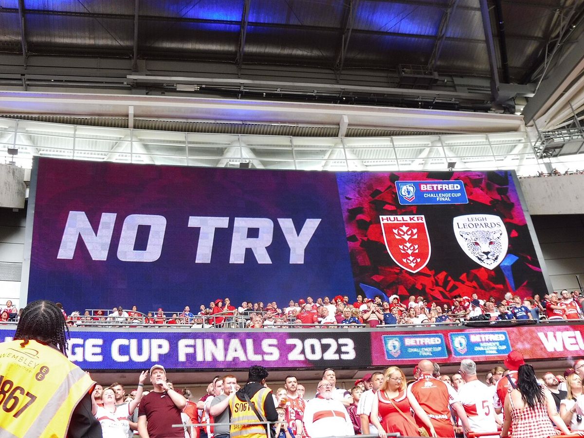 A 'No Try' is given at the 2023 Challenge Cup Final at Wembley Stadium