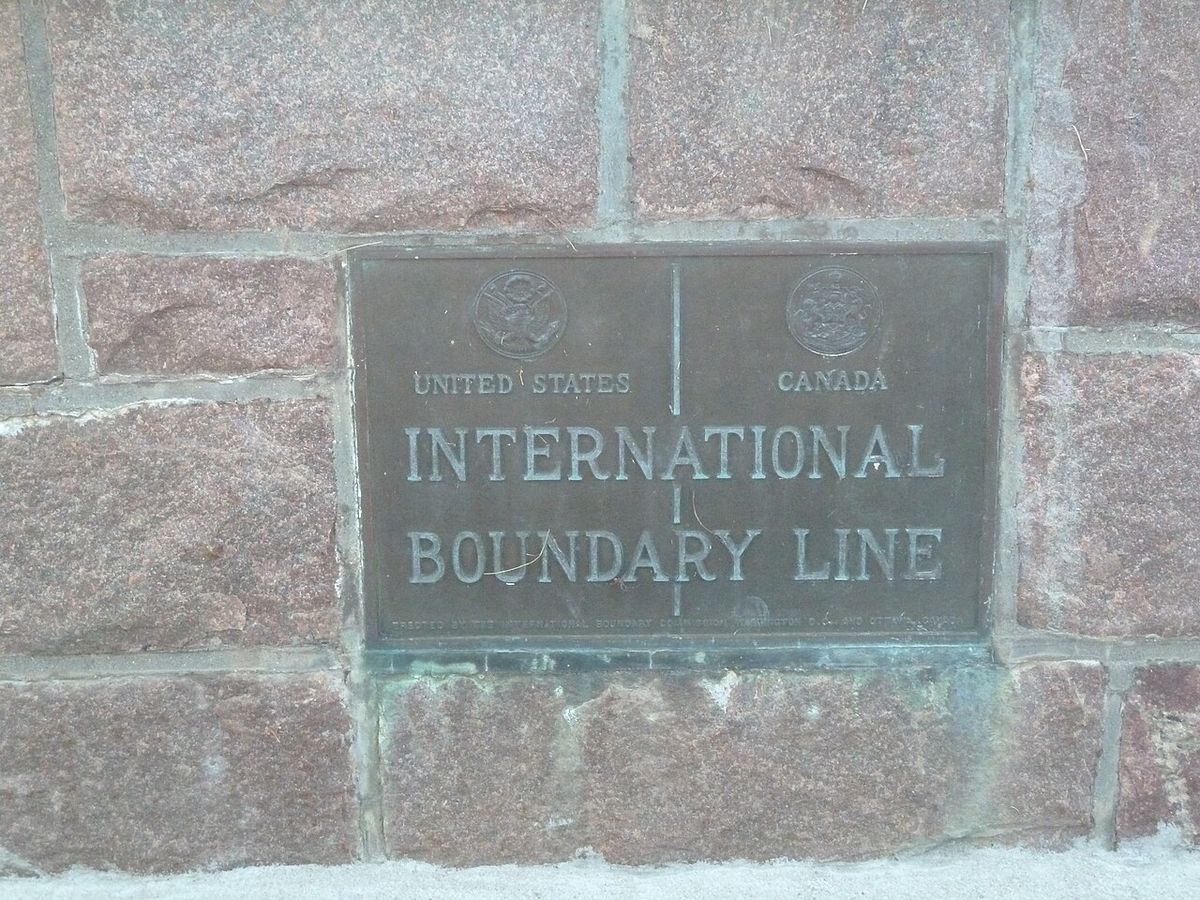 The International boundary plaque on the Thousand Islands Bridge, I-81 and KH 137