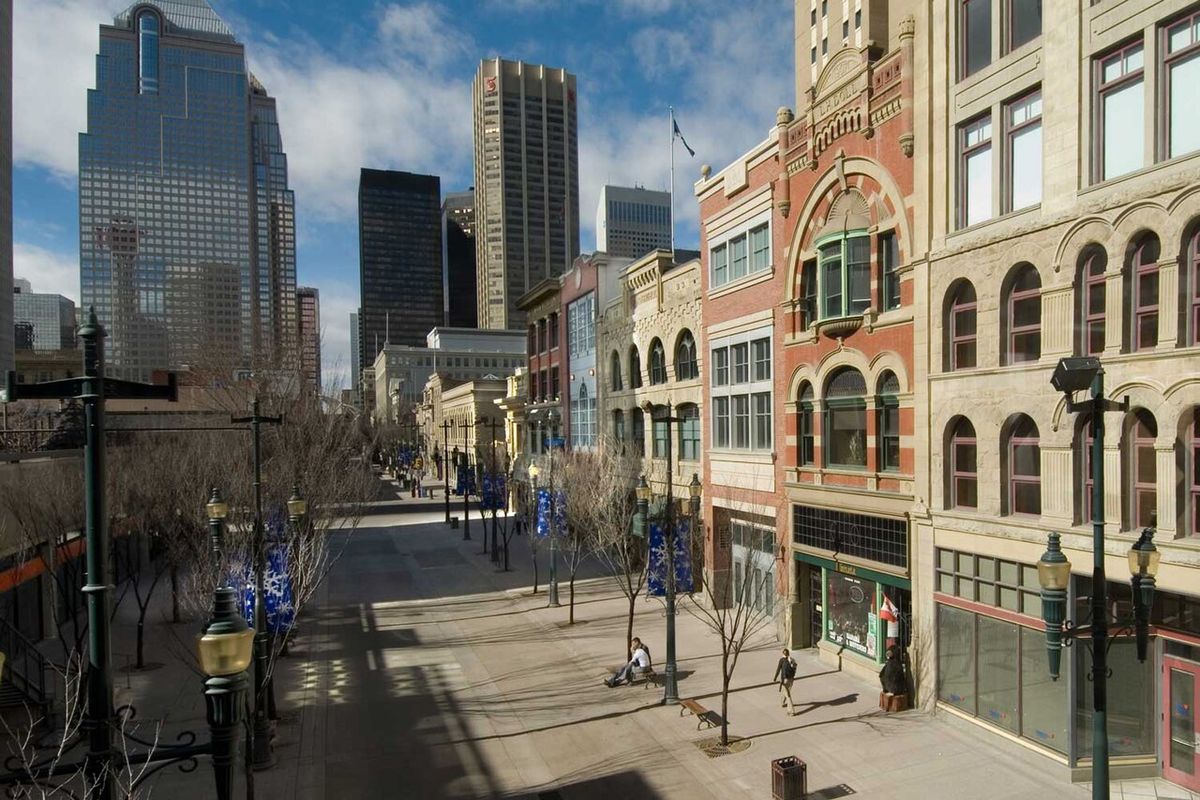 Historic Building facades on Stephen Avenue in Calgary Alberta. Photo by Chuck Szmurlo taken March 11, 2007 with a Nikon D200 and a Nikon 12
