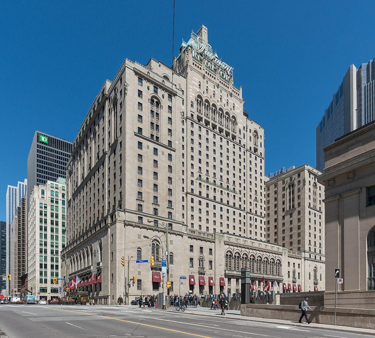 A southwest view of the Fairmont Royal York hotel