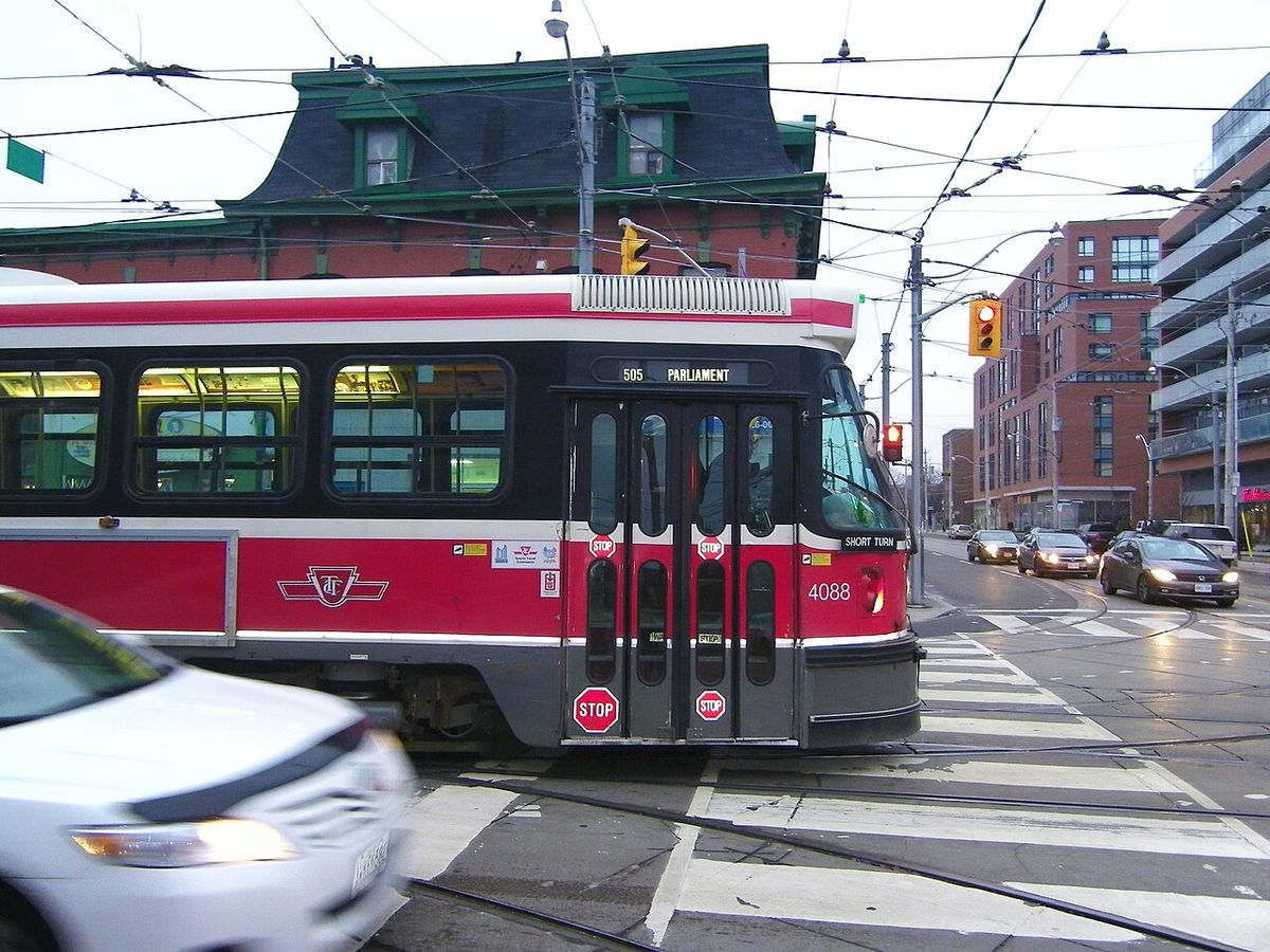 Dundas streetcar at Dundas and Parliament streets, Toronto.
