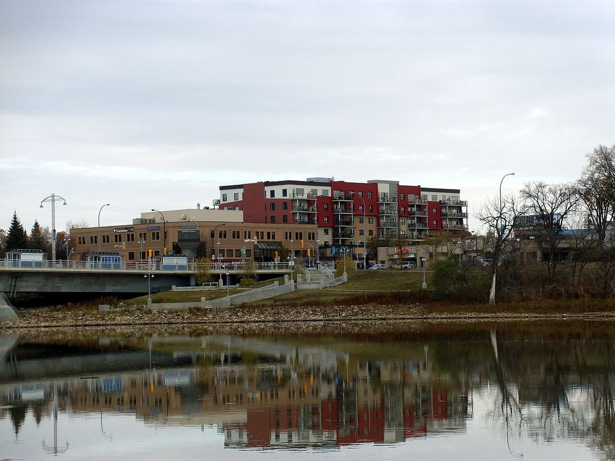 Condominiums in St Boniface, Winnipeg. On Provencher Boulevard, on the east side of the Red River.