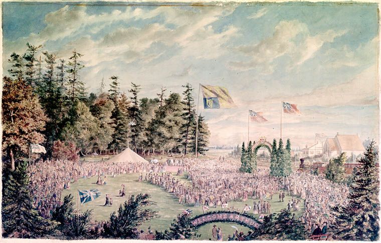 Prince Arthur Arriving for the Ceremony of Turning the First Sod of the Toronto Grey and Bruce Railway, Weston.
