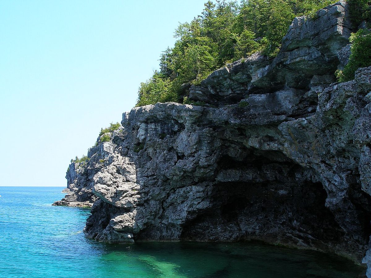 View of Georgian Bay, located on the Bruce Peninsula, in Southern Ontario.This photograph was taken from the end of the Bruce Trail, which w