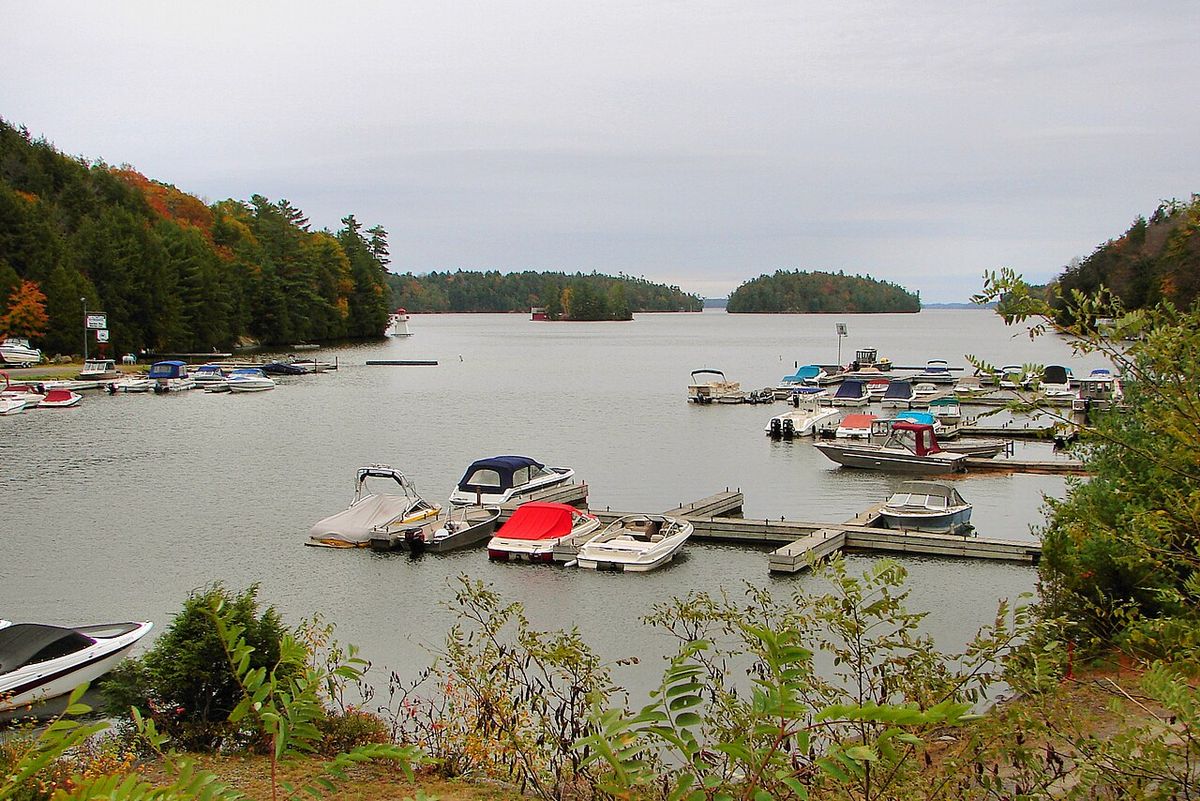 Marina at Portage Bay, off Gordon Bay (Lake Joseph), Ontario, Canada
