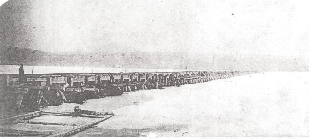 The Cobourg and Peterborough Railway in Ontario, Canada, ran straight across Rice Lake on this causeway and bridges further north. Ice was a