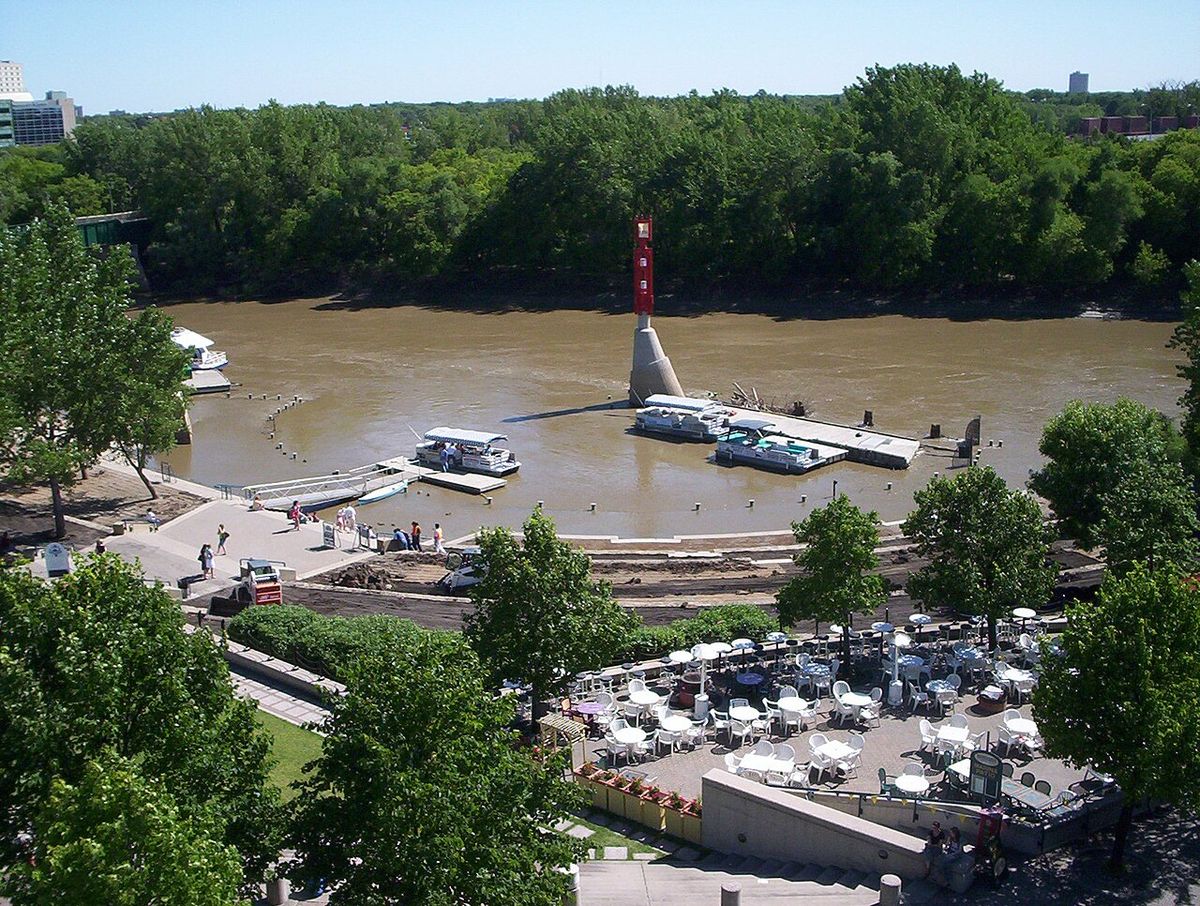 Damage from the 2005 flood at the Forks Market in Winnipeg.
