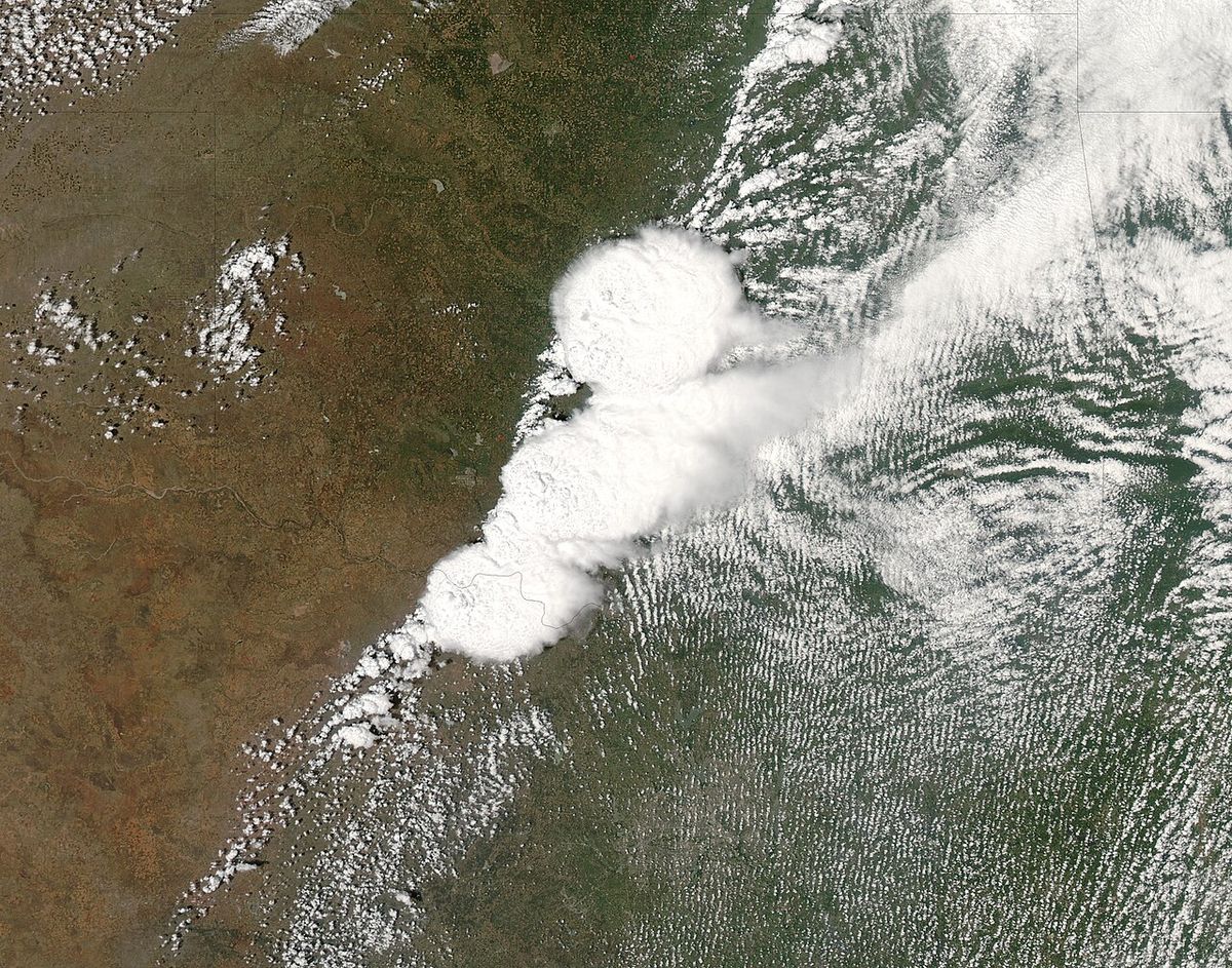 This image of the storm system that generated the EF-5 tornado in Central Oklahoma was taken by NASA's Moderate Resolution Imaging Spectrora
