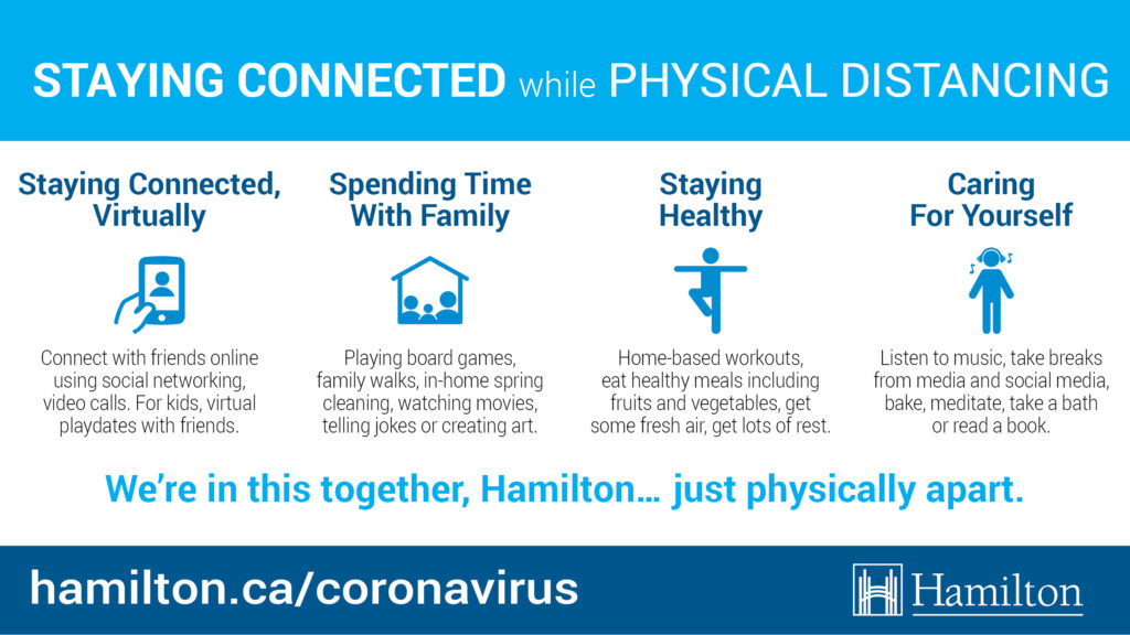 Staying connected, virtually
Spending time with family
Staying healthy
Caring for yourself